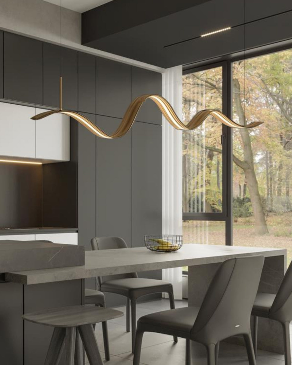 WOMO Minimalist Wavy Linear Pendant Light-WM2990