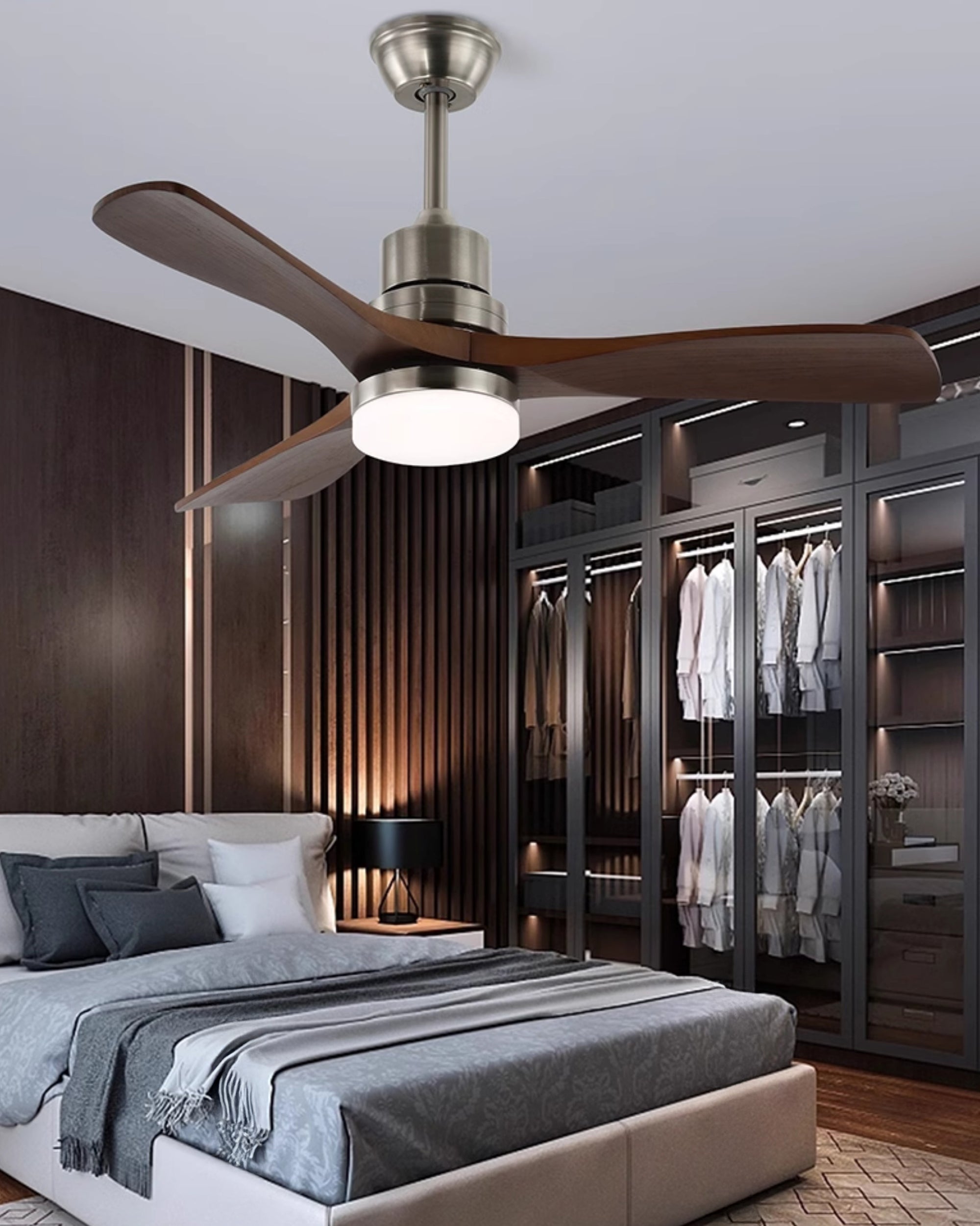 WOMO Mid Century Modern Ceiling Fan Lamp-WM5147
