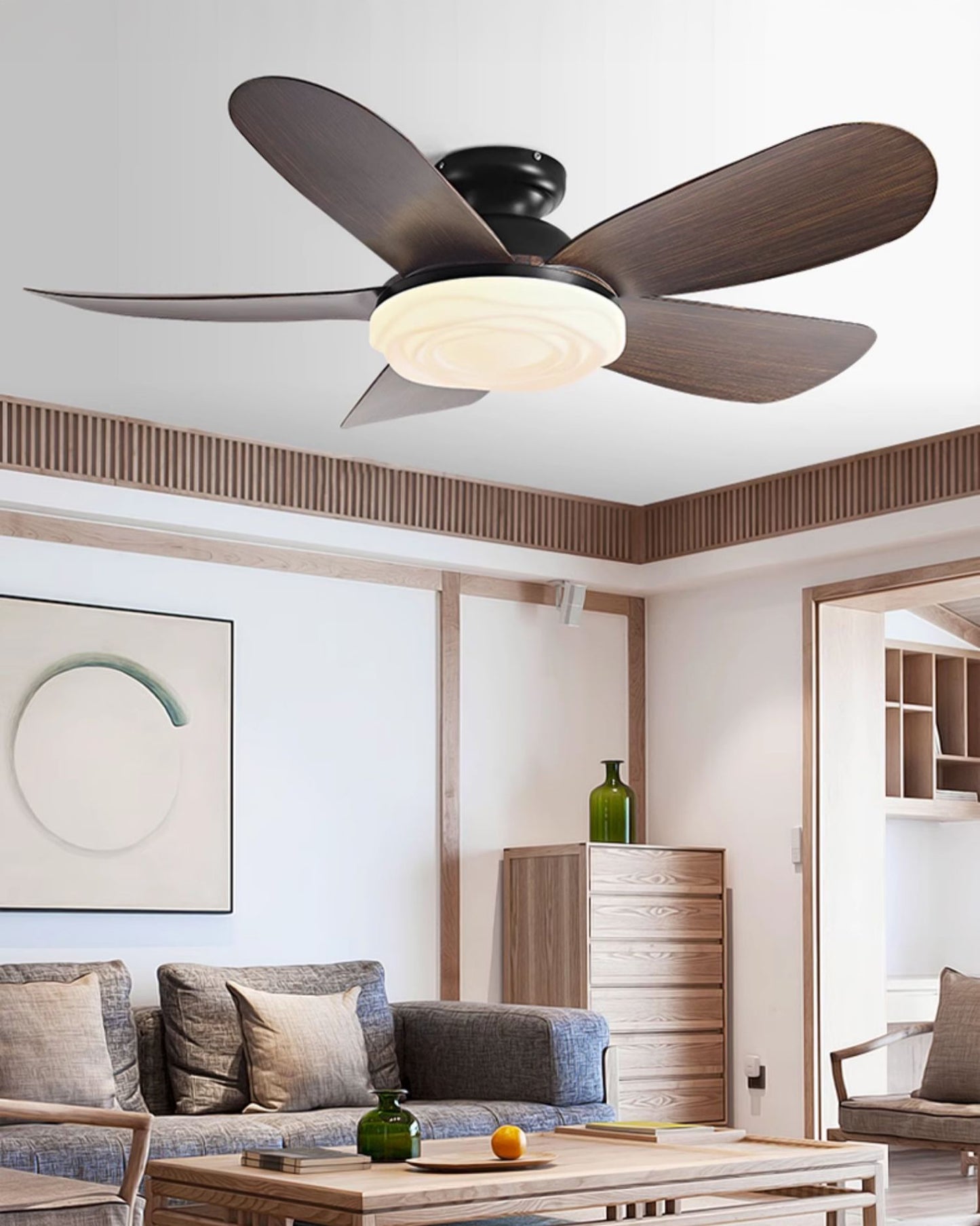 WOMO 52 inch Low Profile Ceiling Fan with Bright Light - WM5165