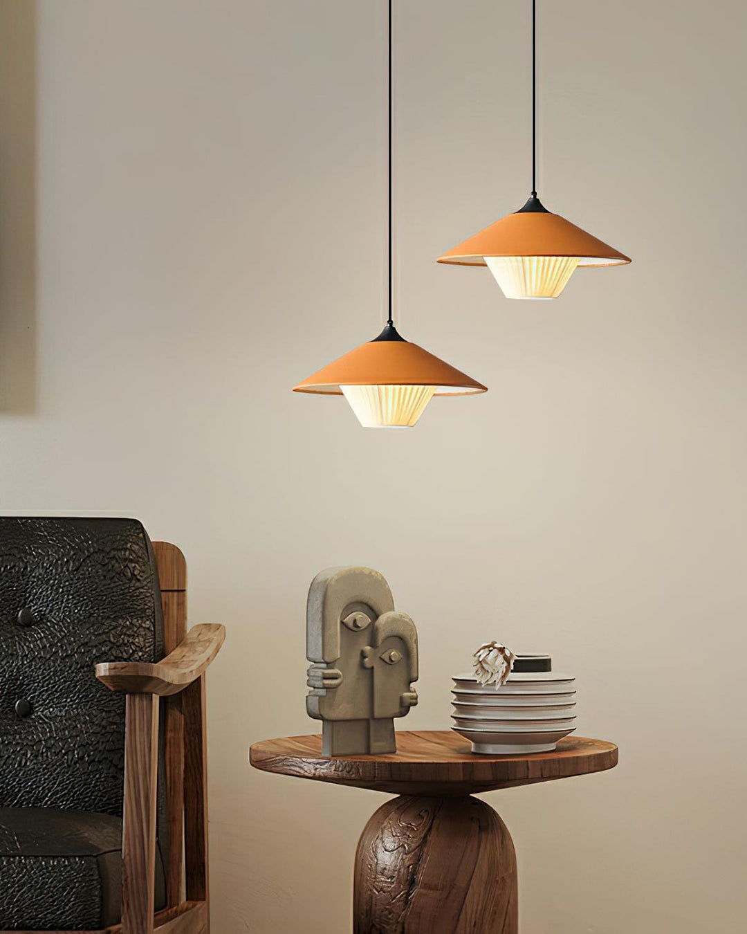 WOMO Leather Cone Pendant Light-WM2952