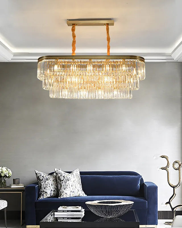 WOMO Tiered Oval Crystal Chandelier-WM2489