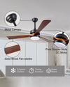 WOMO Mid Century Modern Ceiling Fan Lamp-WM5045 thumbnail