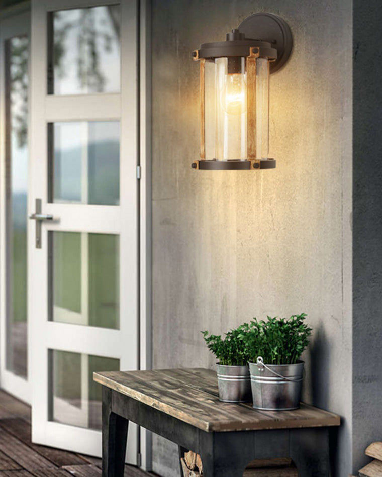WOMO Rustic Seeded Glass Outdoor Sconce-WM9146
