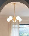 WOMO White Glass Globe Arm Chandelier-WM2624 thumbnail