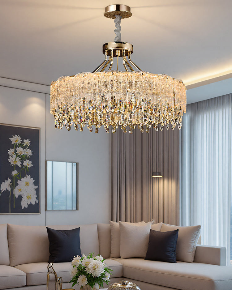 WOMO Gold Fringe Crystal Chandelier-WM3028