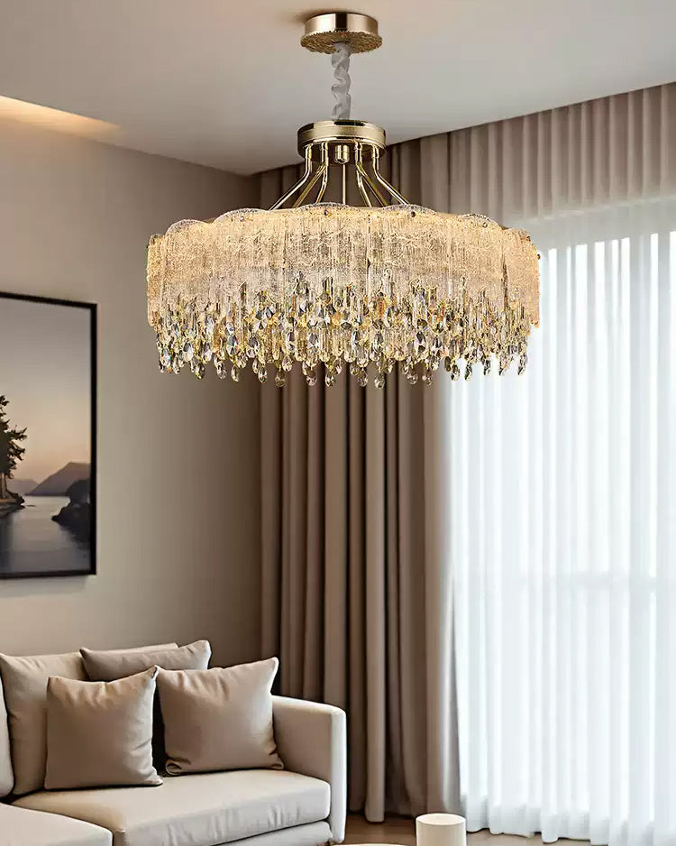 WOMO Gold Fringe Crystal Chandelier-WM3028