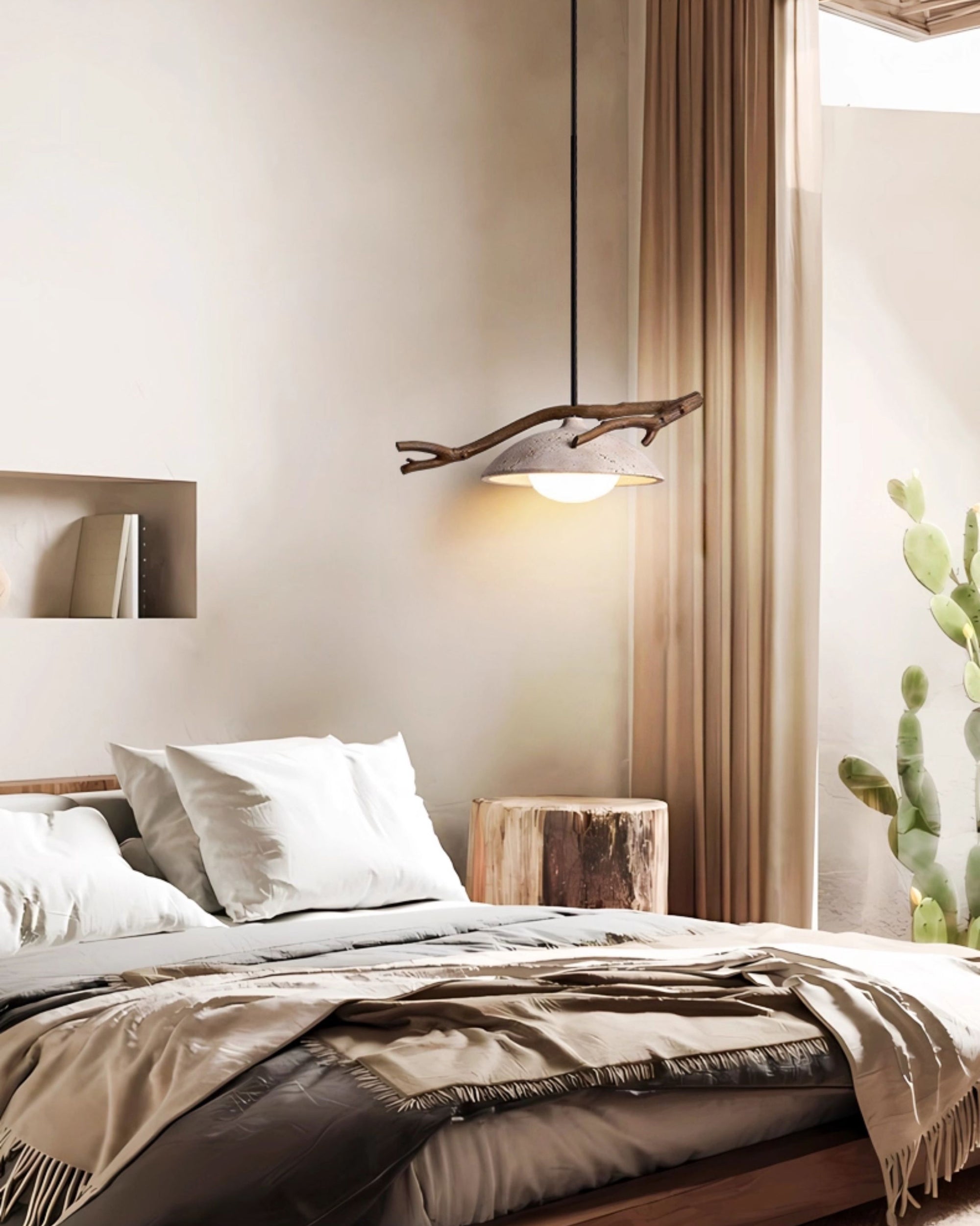 WOMO Tree Branch Dome Travertine Pendant Light-WM3095