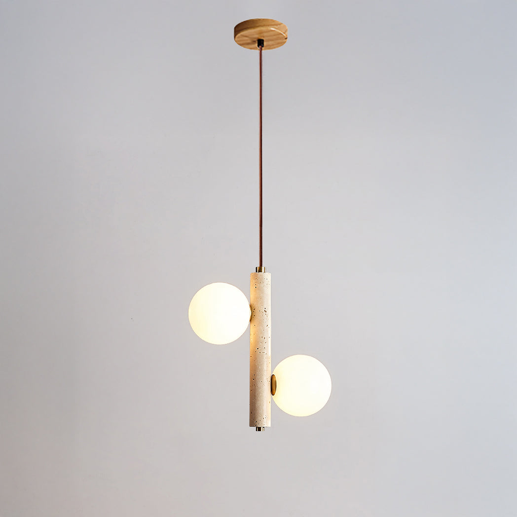 WOMO Glass Globe Travertine Pendant Light-WM3099