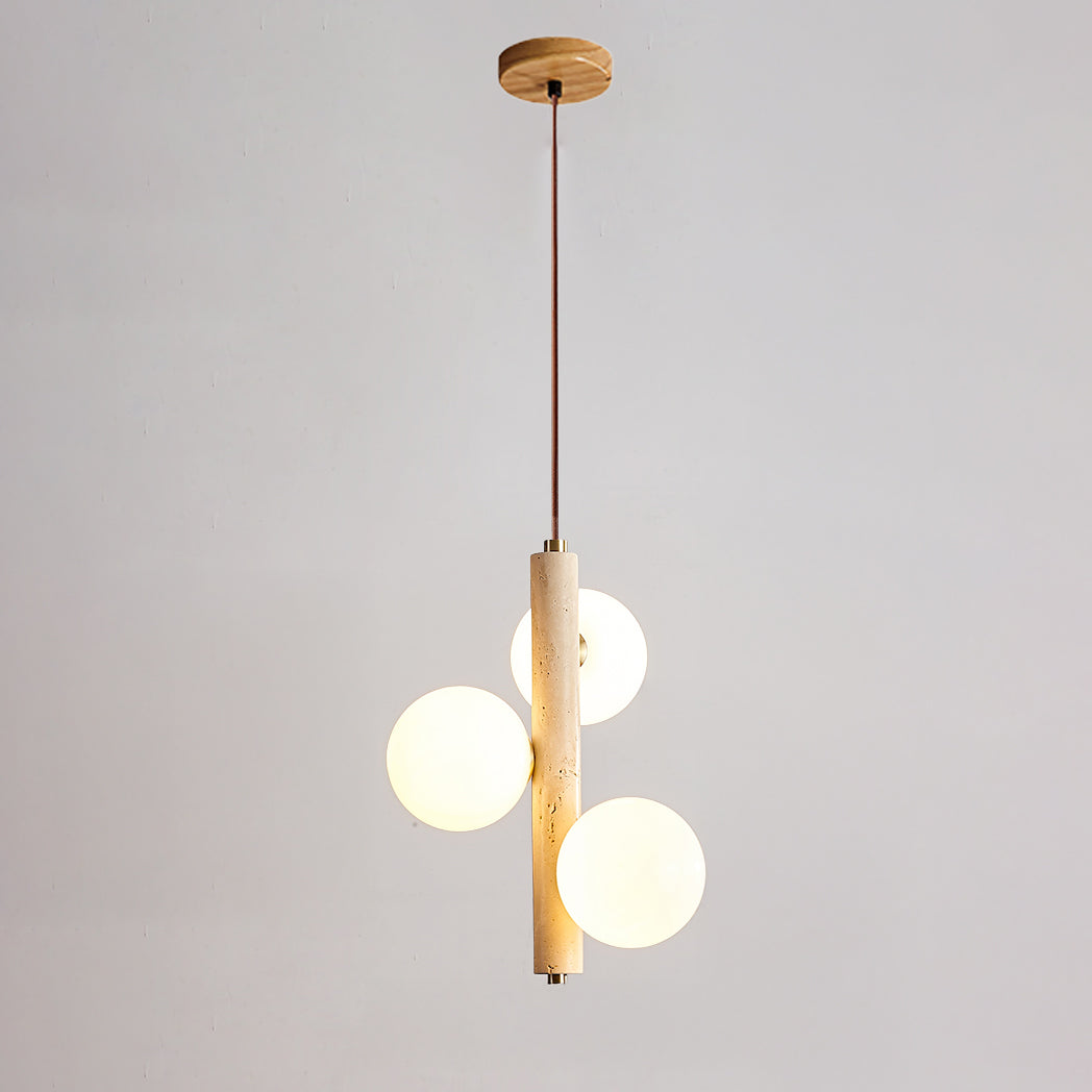 WOMO Glass Globe Travertine Pendant Light-WM3099