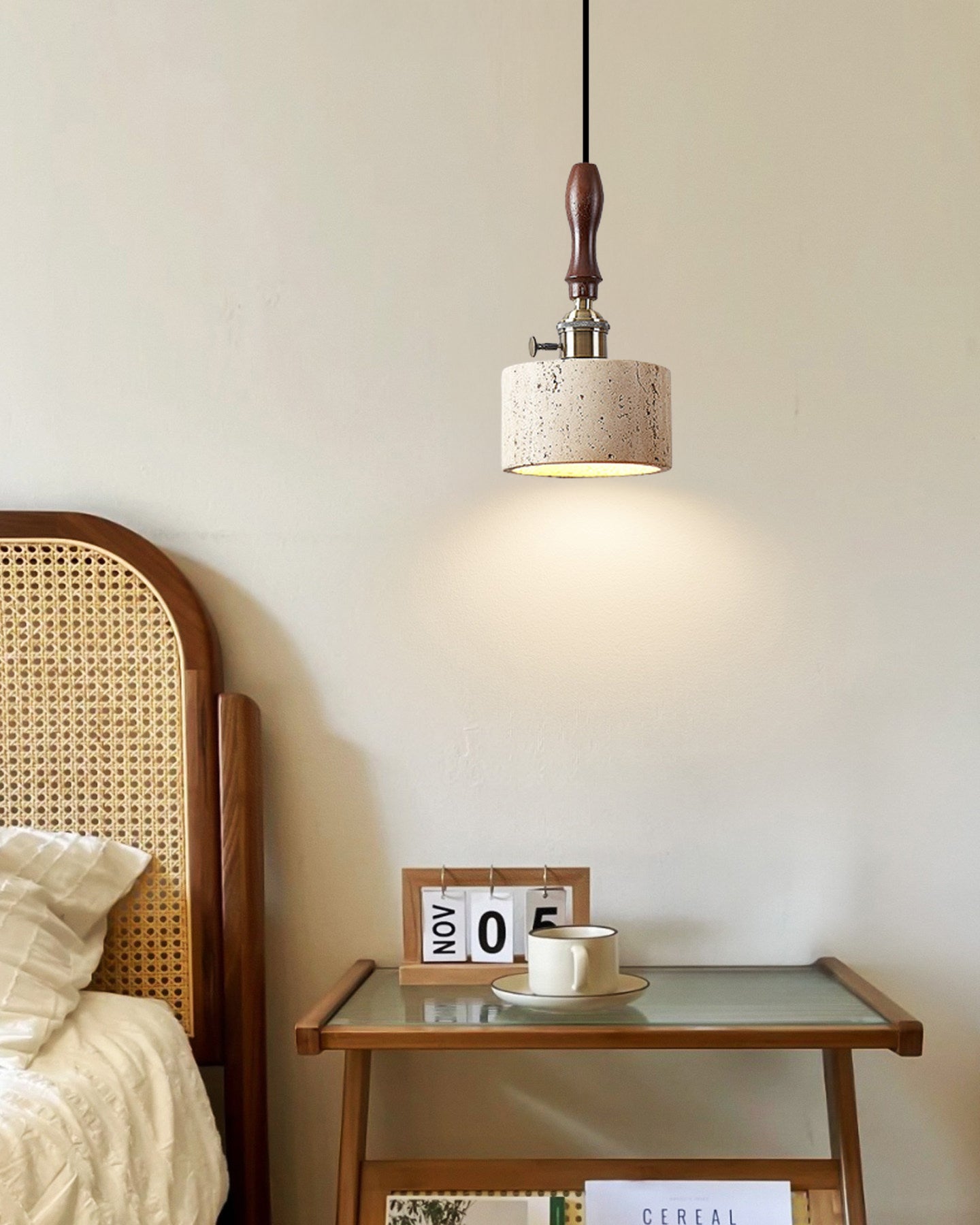 WOMO Travertine Drum Pendant Light - WM3103
