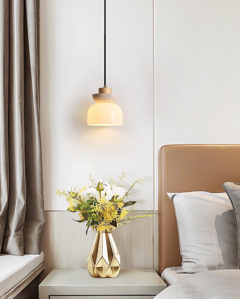 WOMO Travertine Glass Globe Pendant Light - WM3105
