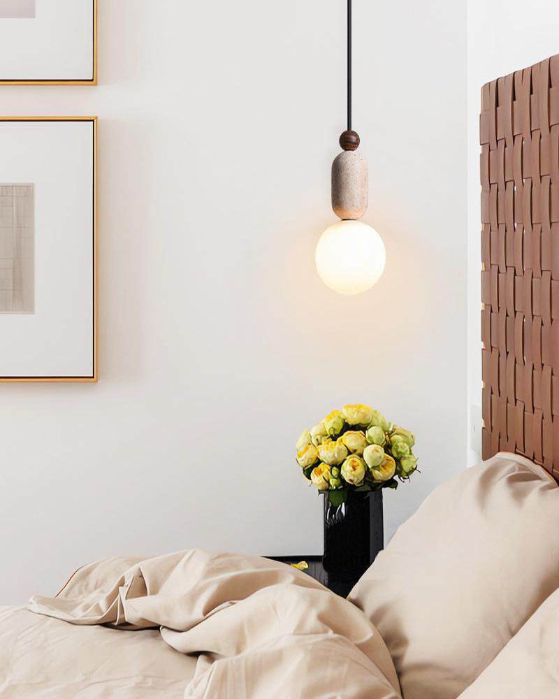 WOMO Travertine Glass Globe Pendant Light - WM3117