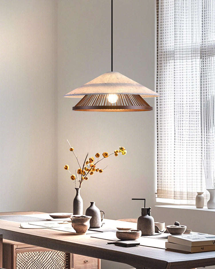 WOMO Rice Paper and Bamboo Cone Pendant Light - WM3118