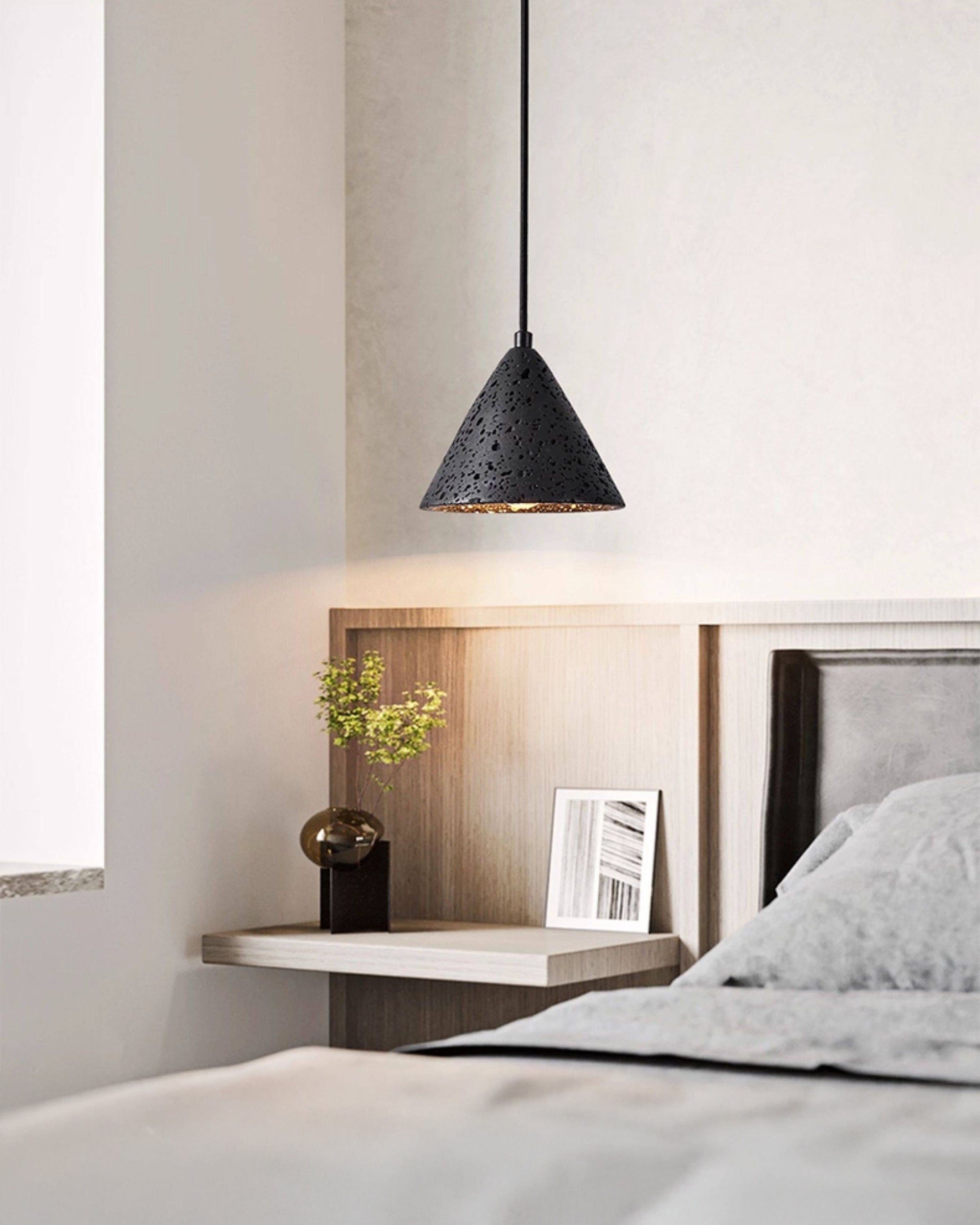 WOMO Black Travertine Cone Pendant Light - WM3122