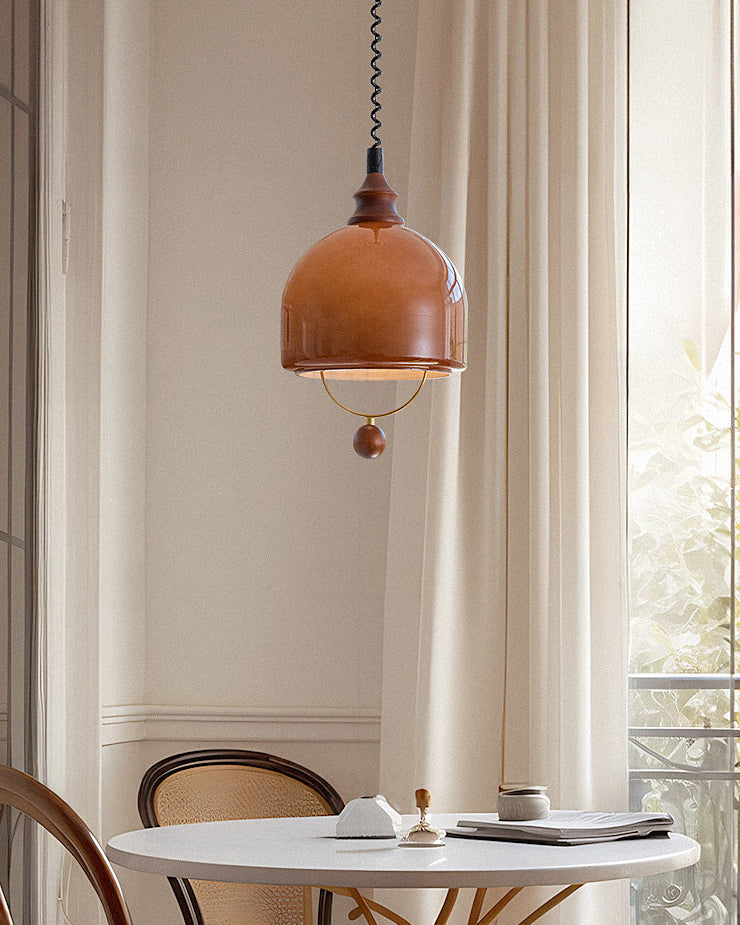 WOMO Amber Glass Dome Pendant Light-WM3159