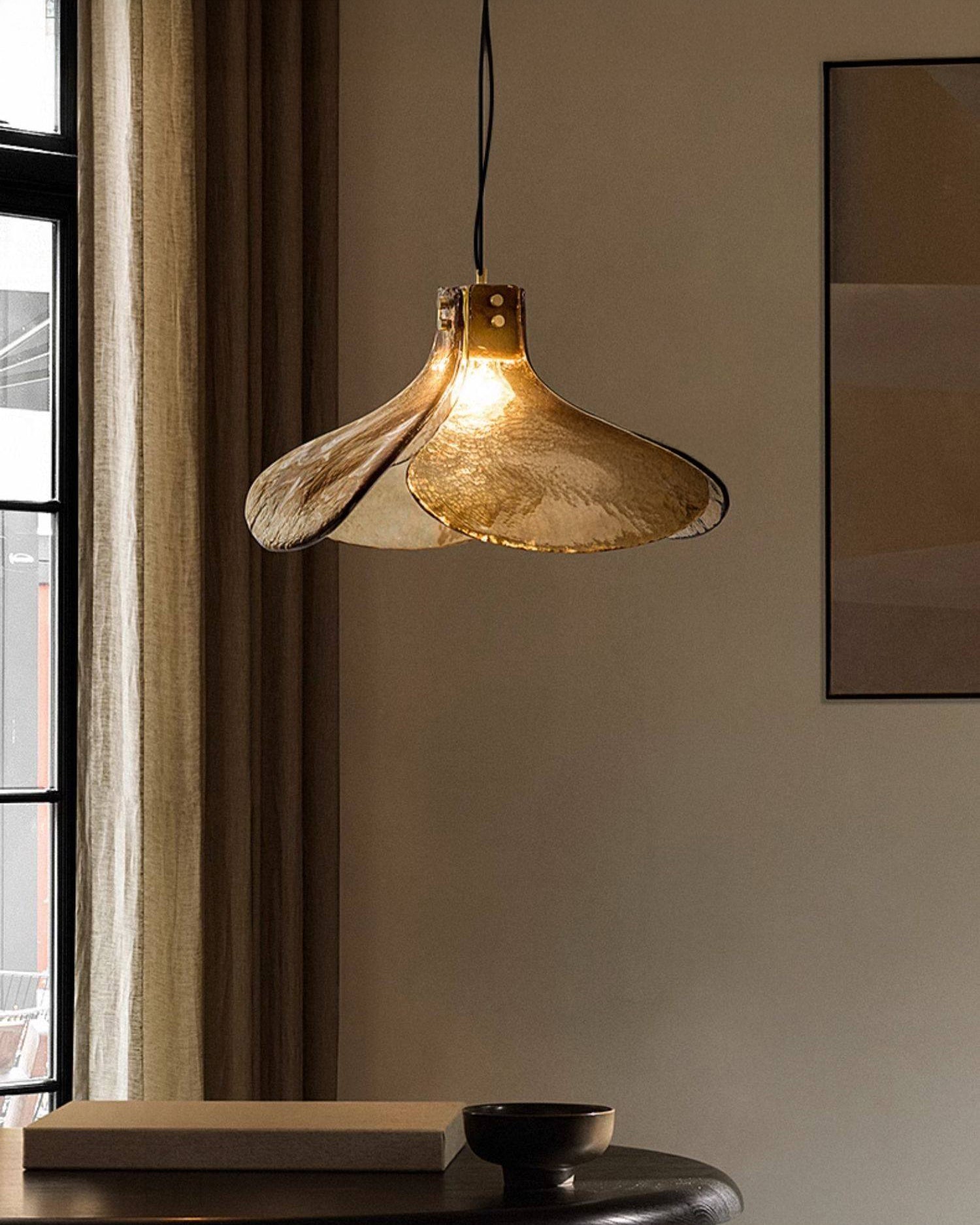 WOMO Amber Glass Petal Pendant Light-WM3163
