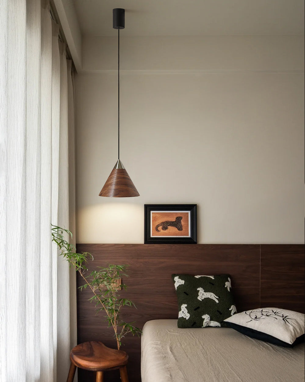 WOMO Walnut Cone Pendant Light-WM3167