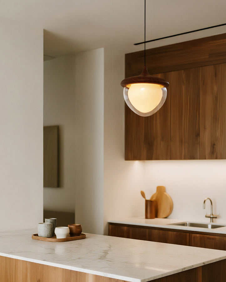 WOMO Walnut Glass Pinecone Pendant Light-WM3181