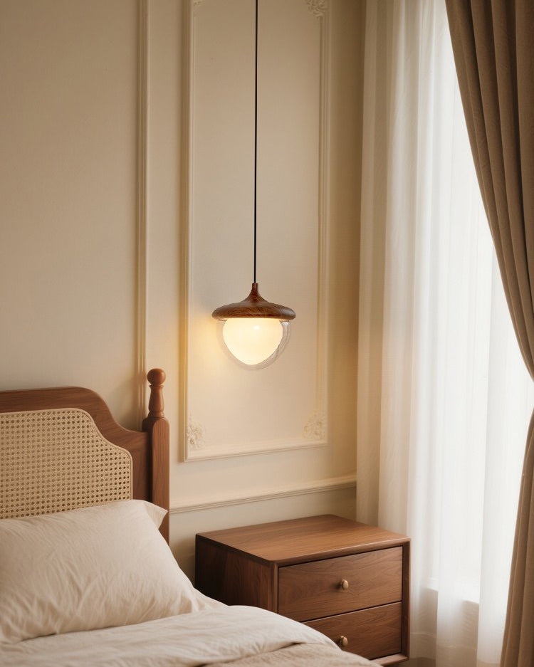 WOMO Walnut Glass Pinecone Pendant Light-WM3181