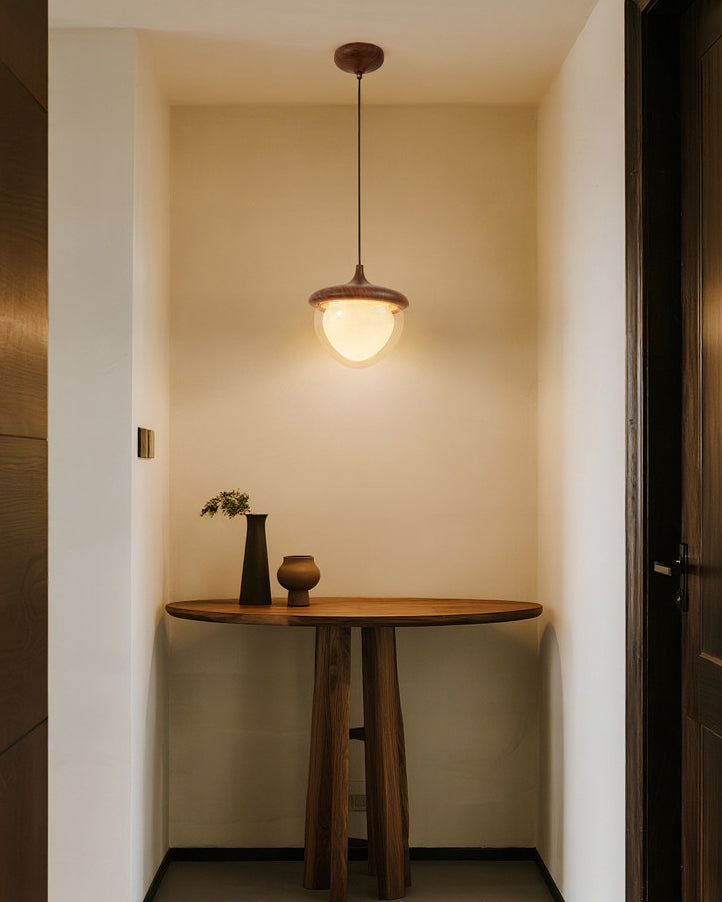 WOMO Walnut Glass Pinecone Pendant Light-WM3181