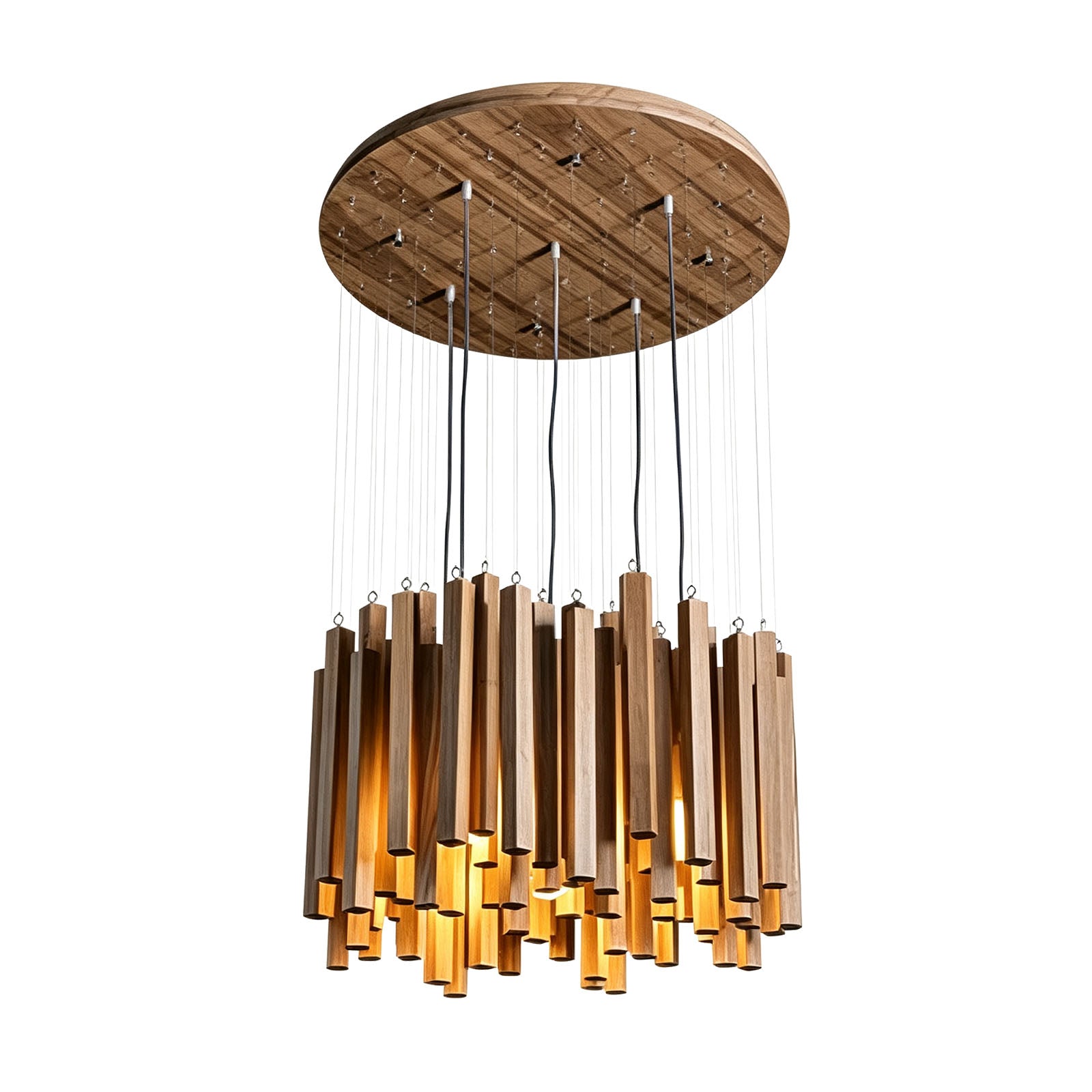 WOMO Modern Cascading Wood Rod Chandelier-WM3262