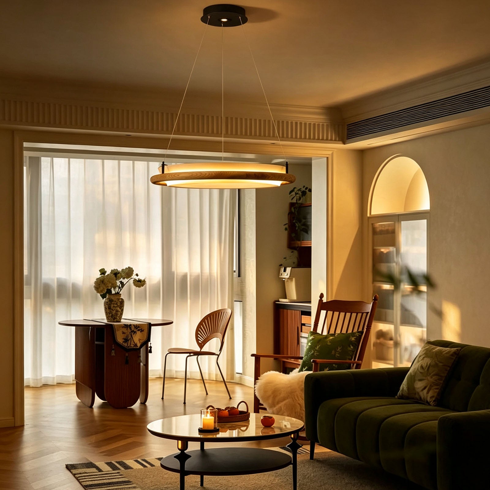 WOMO Circular Wood Ring LED Chandelier-WM3263