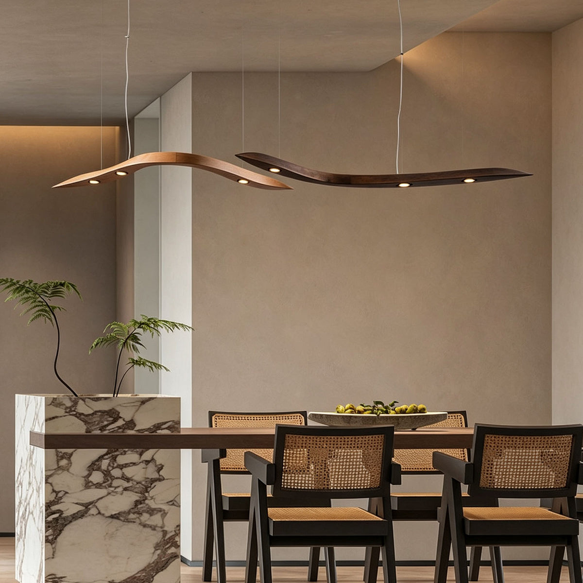 WOMO Wood Wave Linear Pendant Light-WM3264