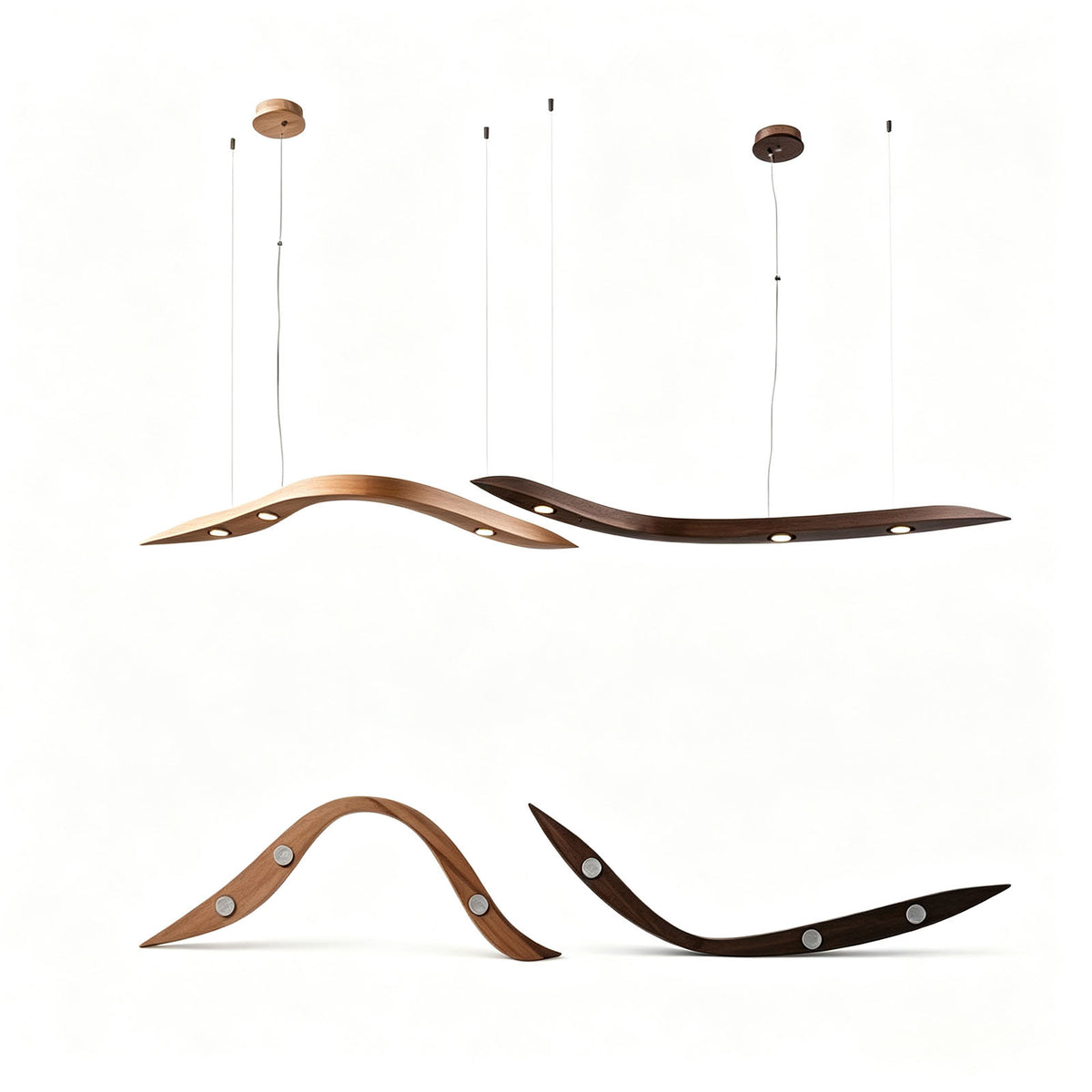 WOMO Wood Wave Linear Pendant Light-WM3264