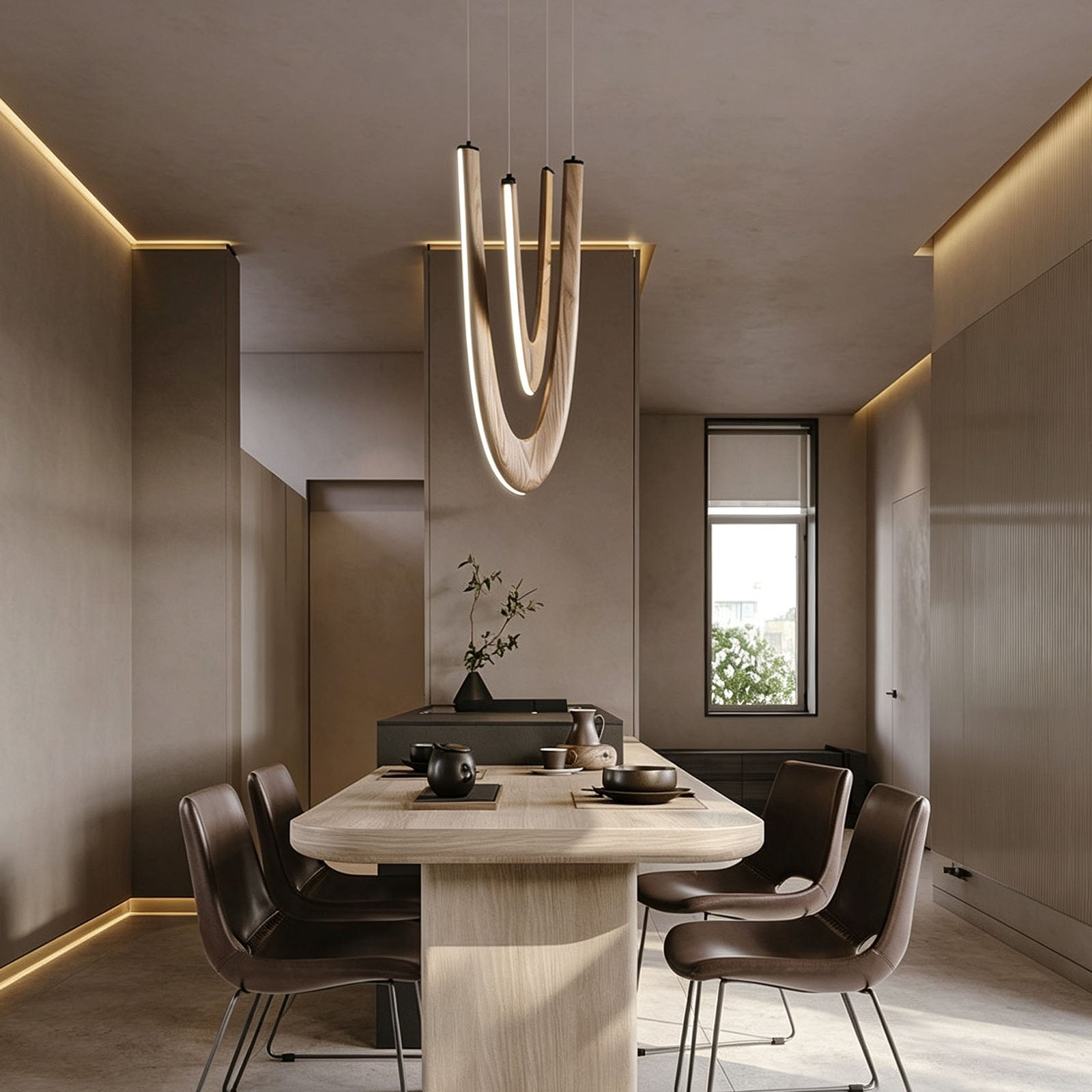 WOMO Modern Wood U‑Shaped Chandelier-WM3265