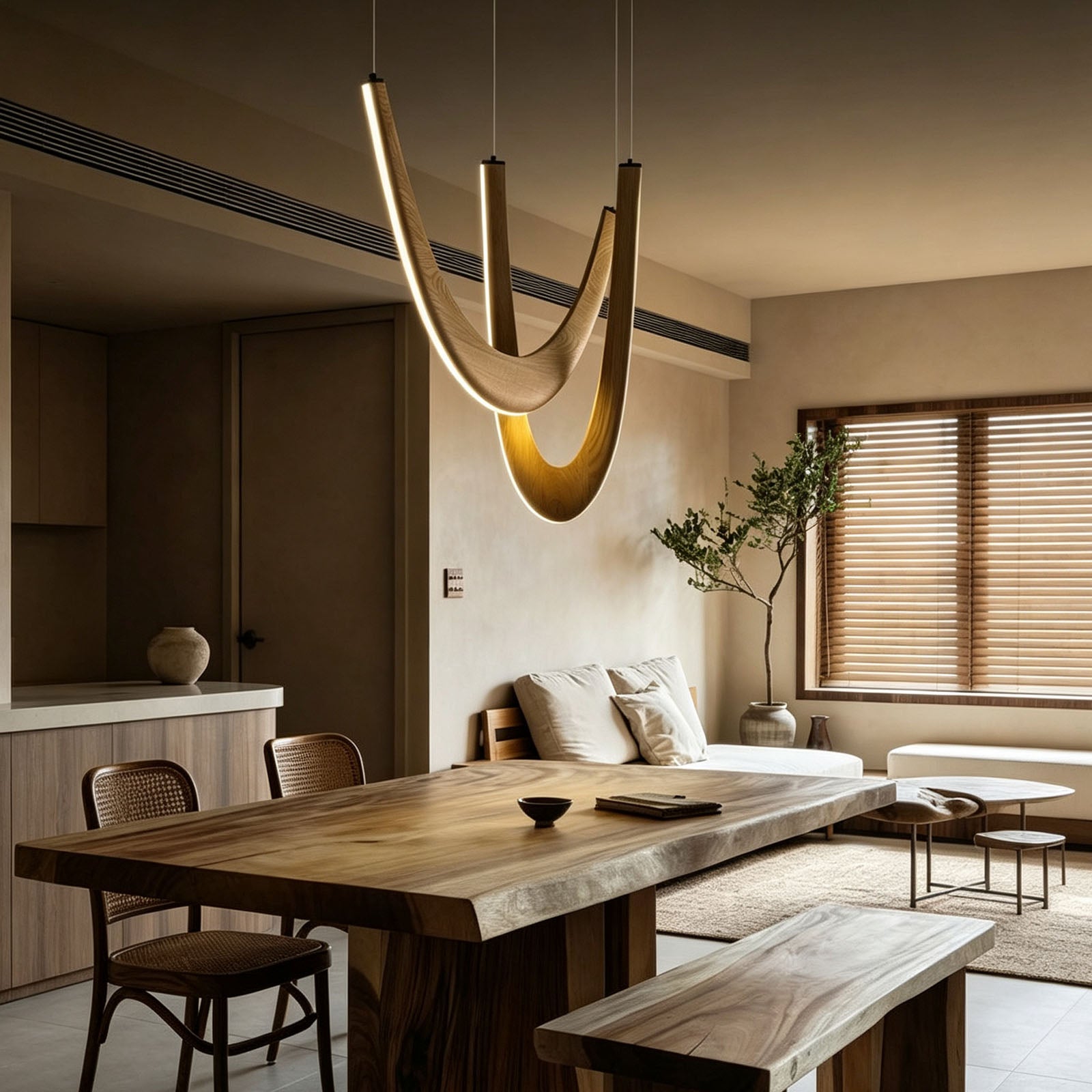 WOMO Modern Wood U‑Shaped Chandelier-WM3265