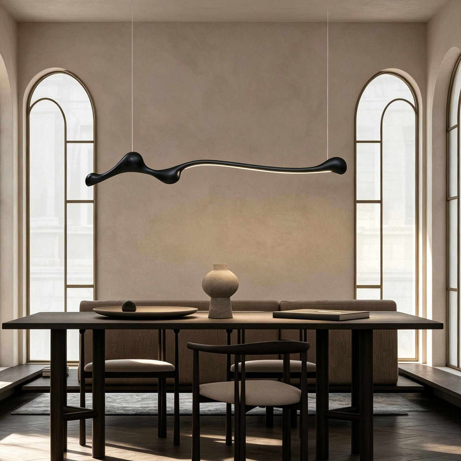 WOMO Wood Long Linear Pendant Light-WM3266