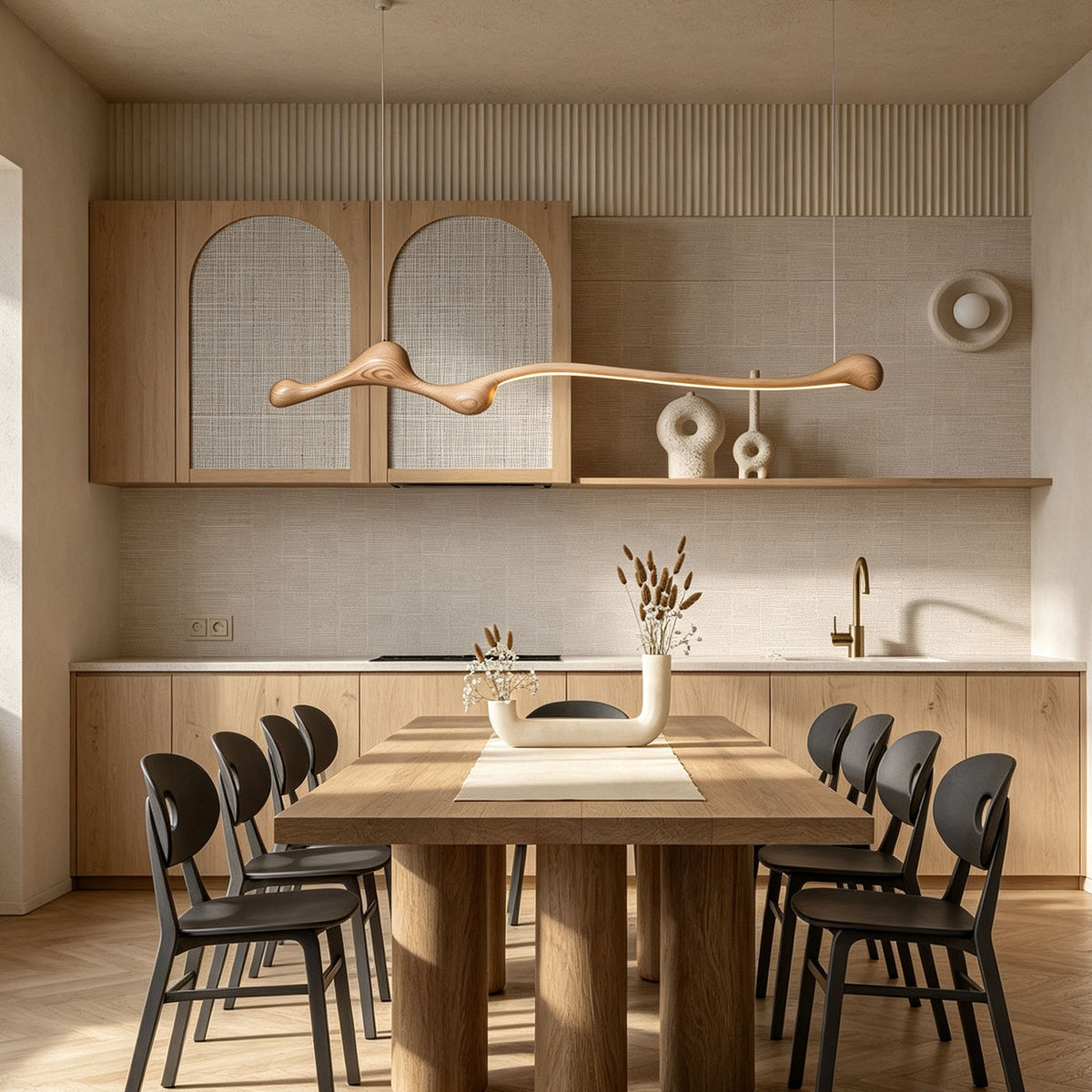 WOMO Wood Long Linear Pendant Light-WM3266