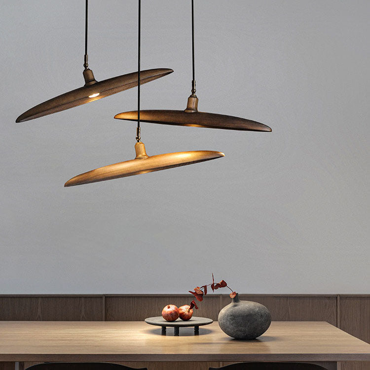WOMO Adjustable Disc‑Shaped Wood Chandelier-WM3272