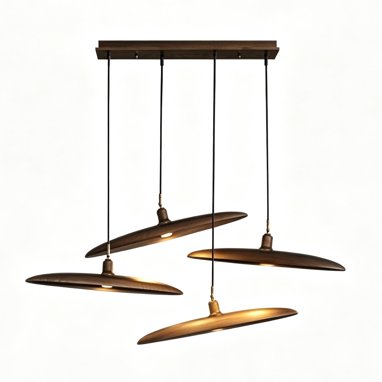 WOMO Adjustable Disc‑Shaped Wood Chandelier-WM3272