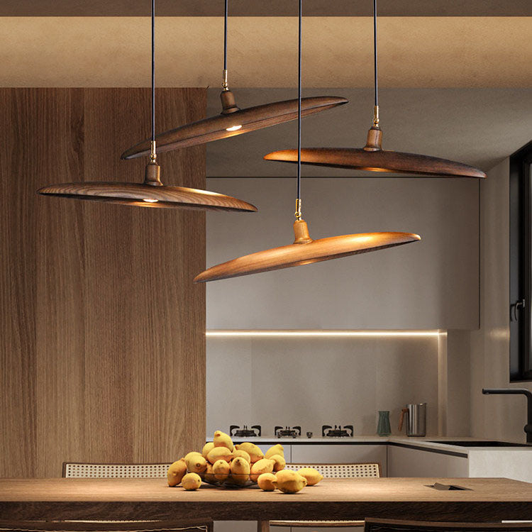 WOMO Adjustable Disc‑Shaped Wood Chandelier-WM3272
