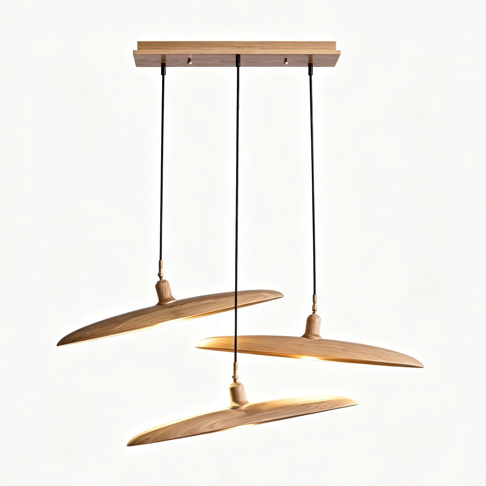WOMO Adjustable Disc‑Shaped Wood Chandelier-WM3272