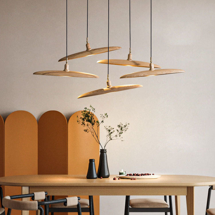 WOMO Adjustable Disc‑Shaped Wood Chandelier-WM3272