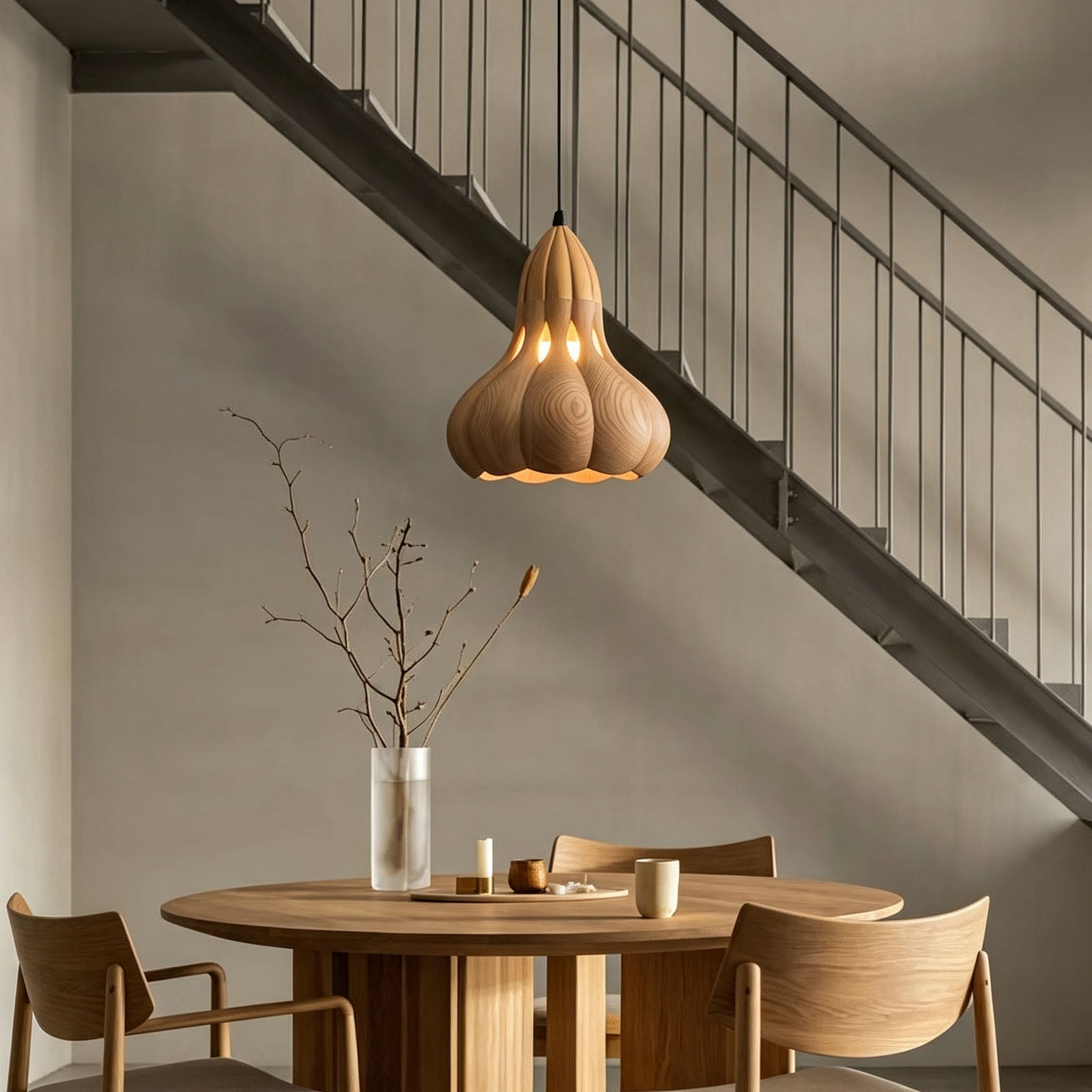WOMO Wooden Gourd Pumpkin Pendant Light-WM3279