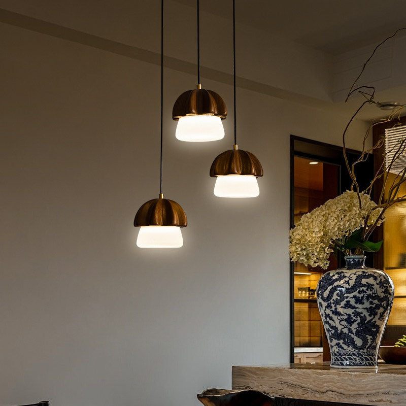 WOMO Wooden Mushroom Pendant Light-WM3281