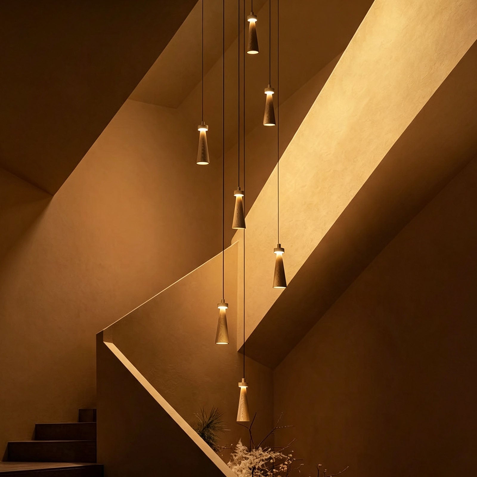 WOMO Multi‑Head Cone Wooden Chandelier-WM3283