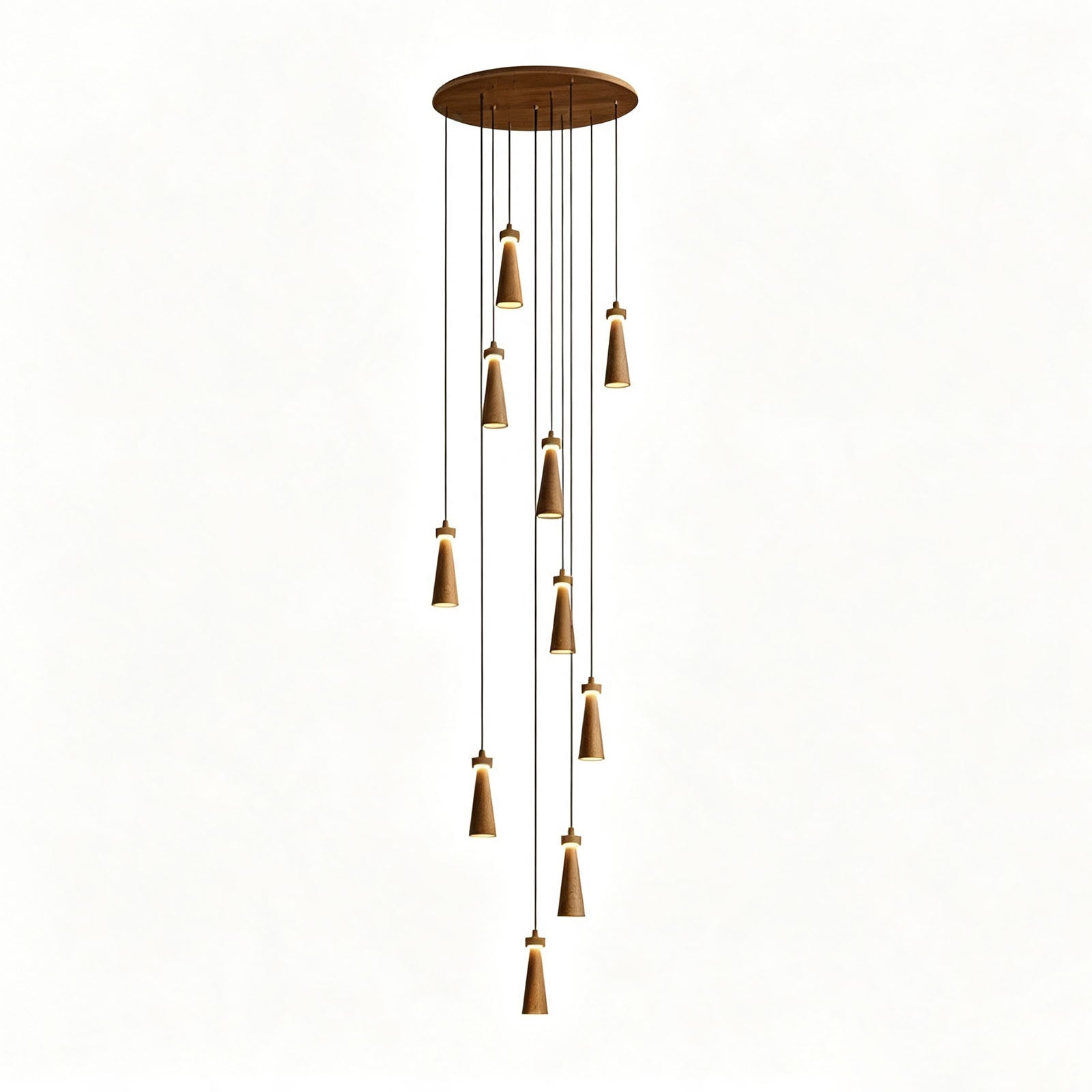 WOMO Multi‑Head Cone Wooden Chandelier-WM3283