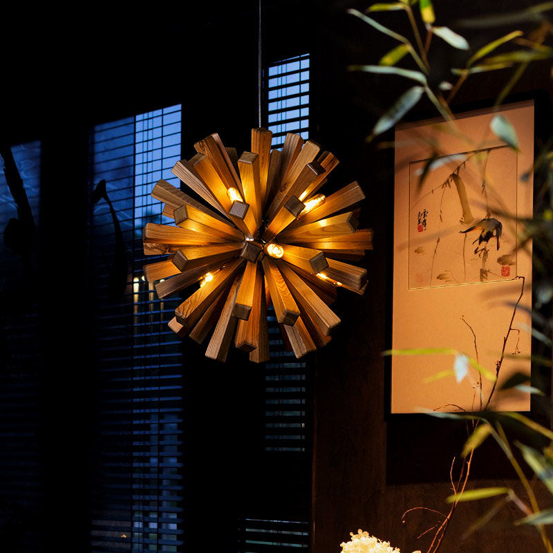 WOMO Bloom Starburst Wooden Chandelier-WM3284