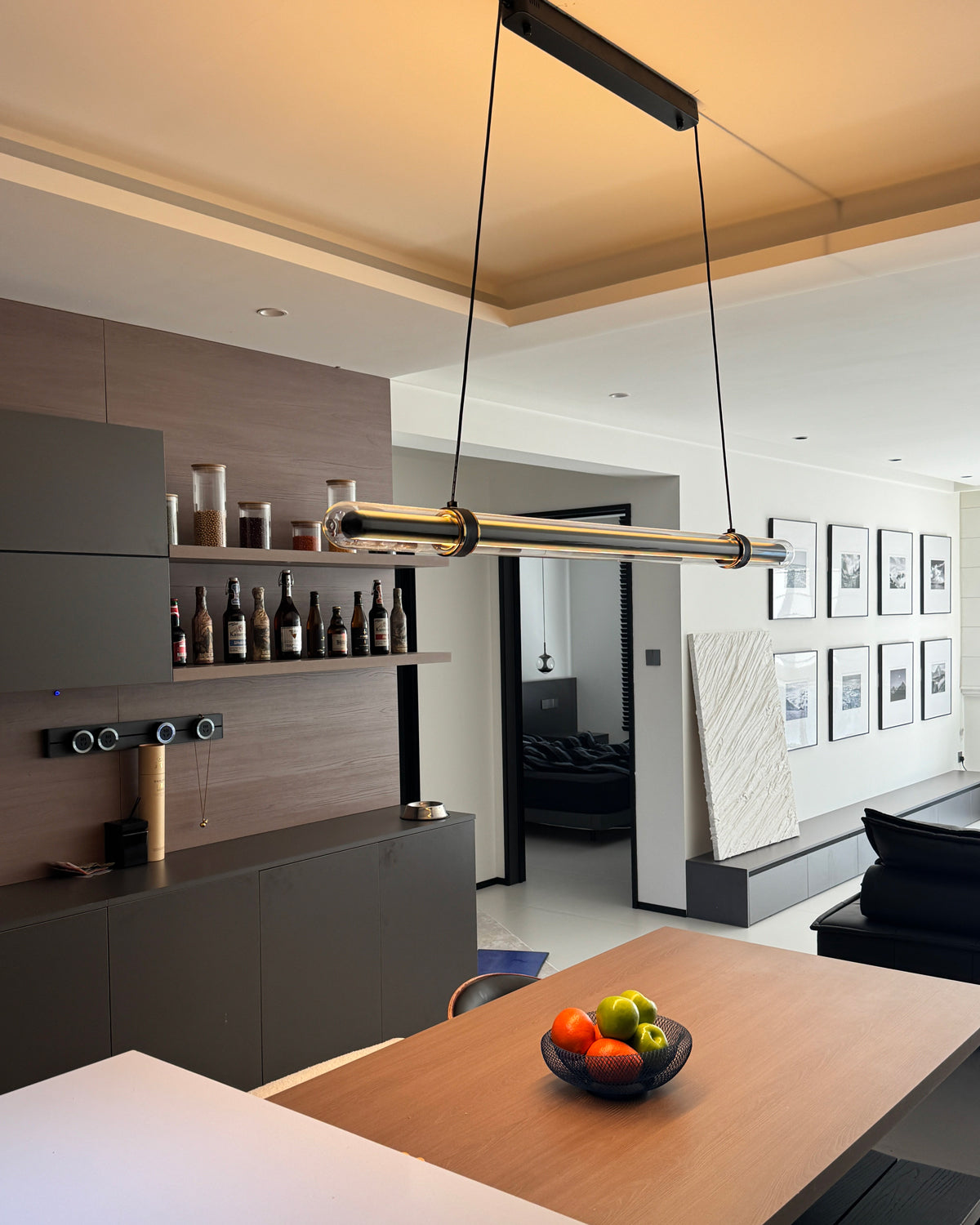 WOMO Black Glass Time tunnel Linear Pendant Light - WM3288