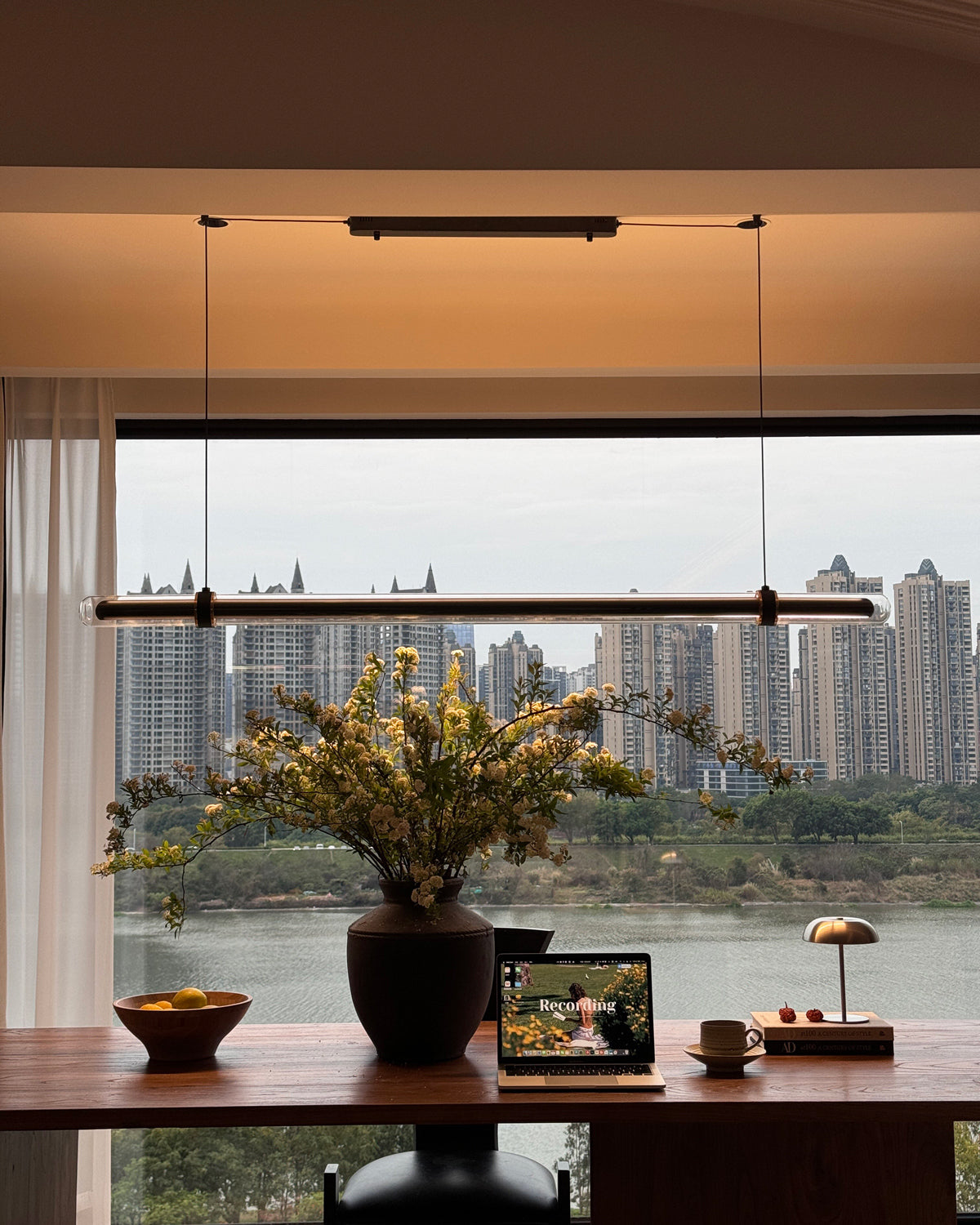 WOMO Black Glass Time tunnel Linear Pendant Light - WM3288
