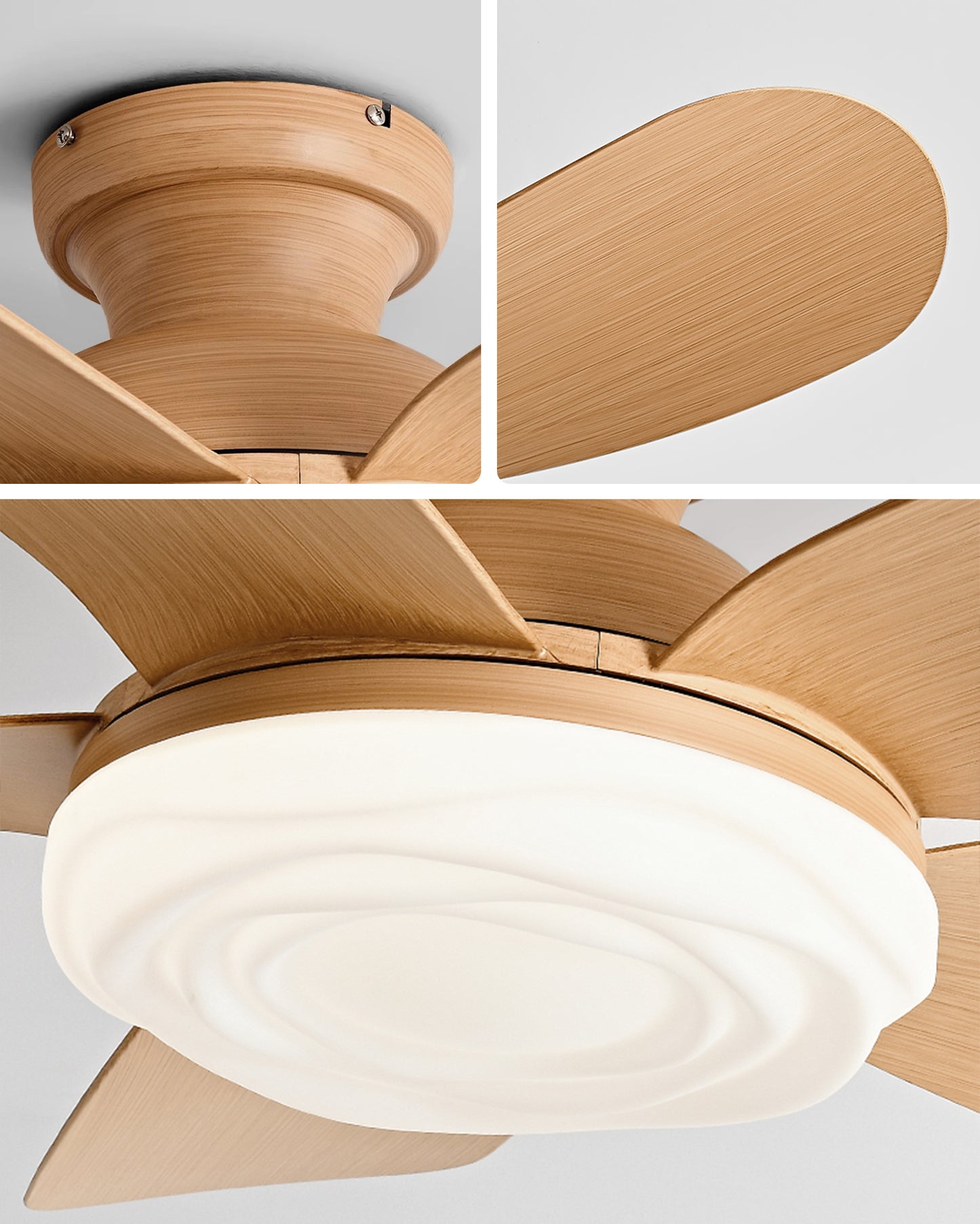 WOMO 52 inch Low Profile Ceiling Fan with Bright Light - WM5165