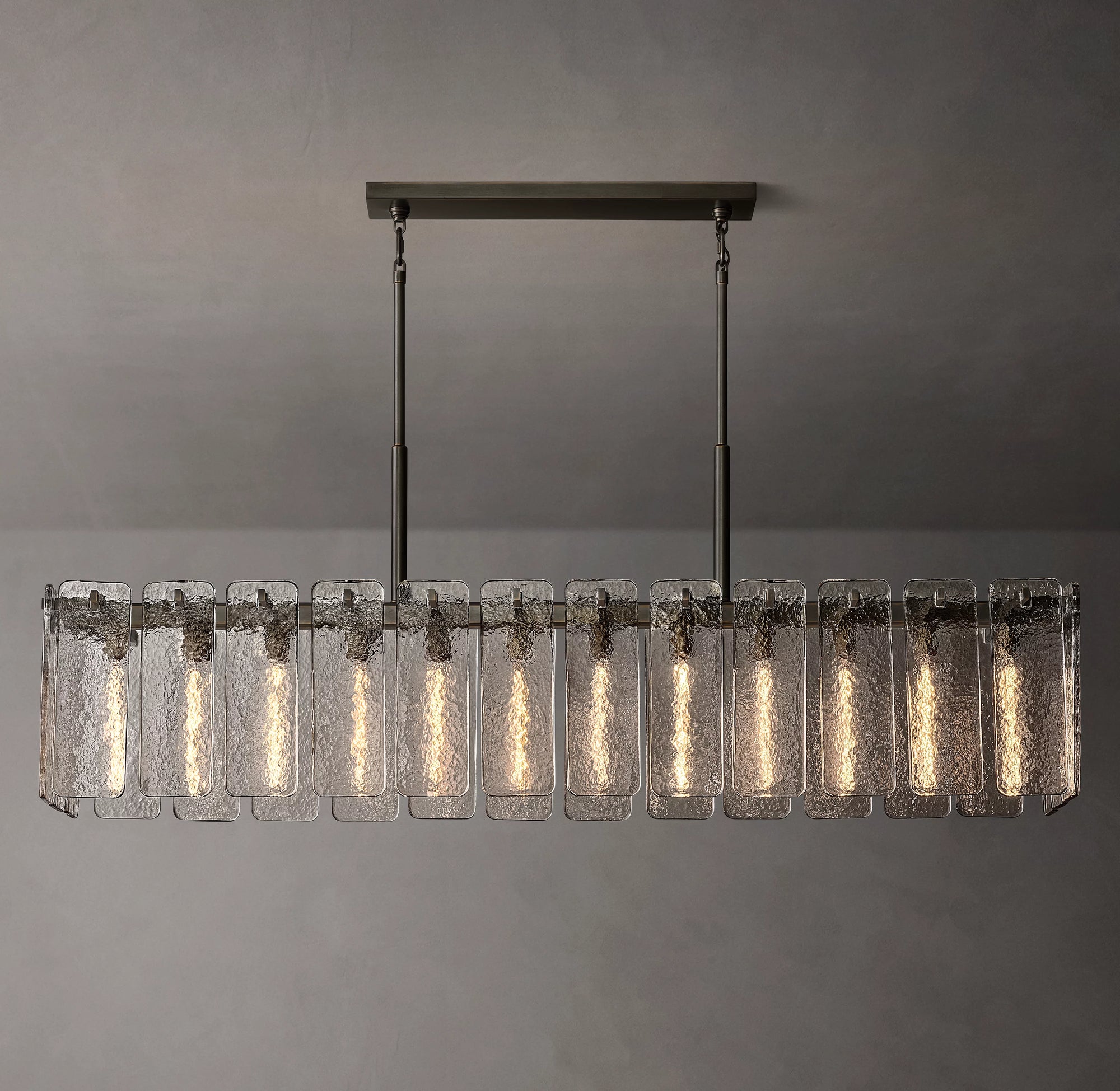 WOMO Textured Glass Rectangular Chandelier - Calamette