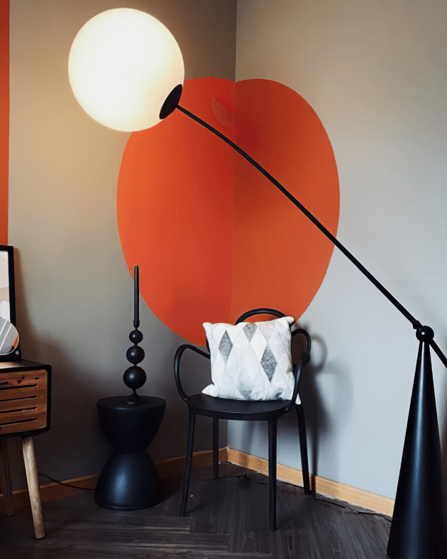 WOMO Glass Globe Cantilever Floor Lamp-WM7129