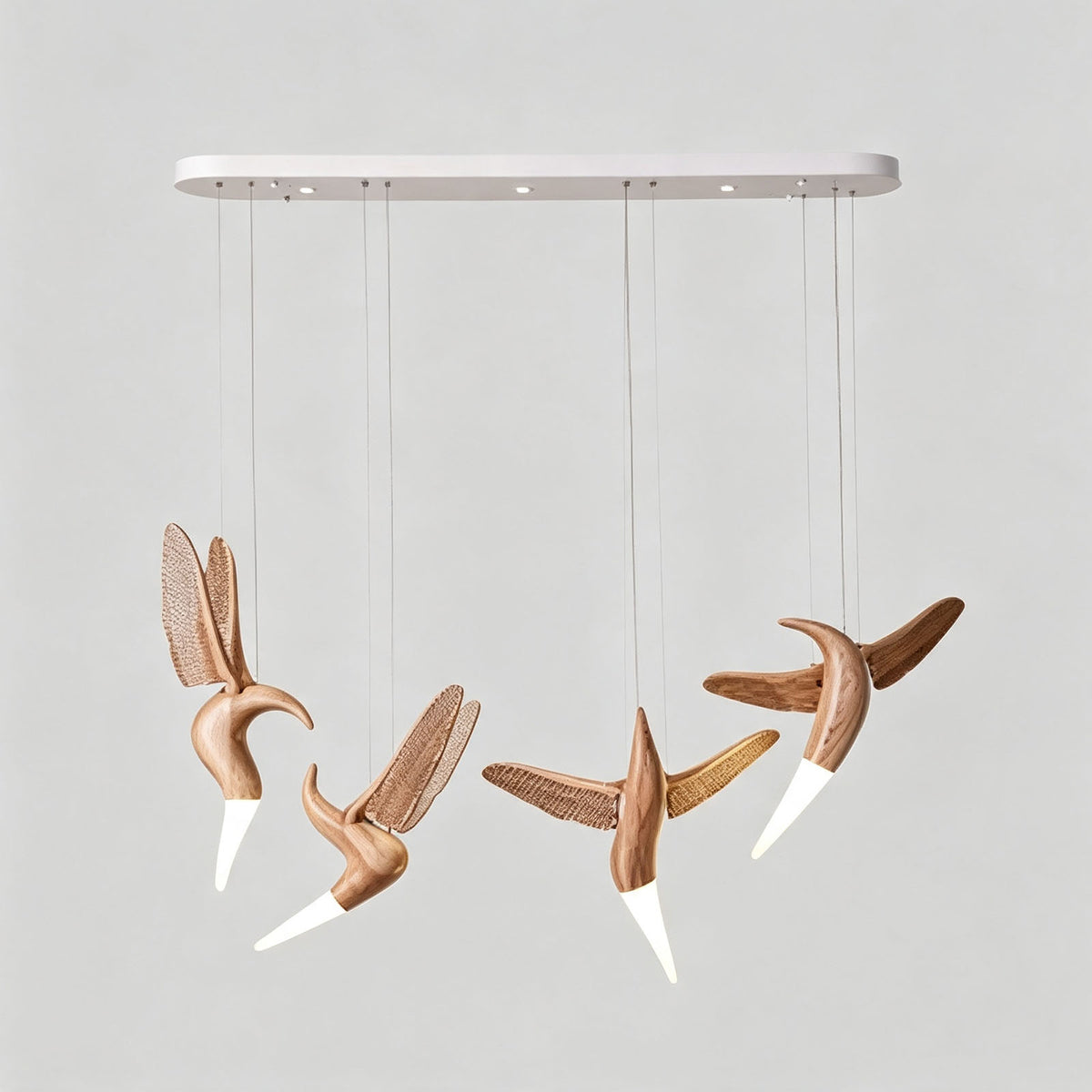 WOMO Hummingbird Multi‑Drop Wooden Pendant Light-WM3250