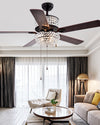 WOMO Vintage Crystal Ceiling Fan Chandelier-WM5033 thumbnail