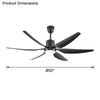 WOMO 5 Black Blade Large Ceiling Fan Lamp-WM5042 thumbnail